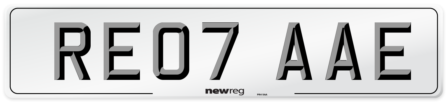 RE07 AAE Number Plate from New Reg
